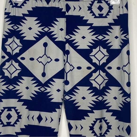Lularoe Juniors Geometric Leggings S Navy Blue White Straight Leg Tapered Ankle - Picture 2 of 9